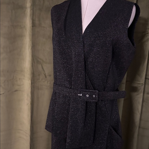 Chiara Boni Black shimmery Belted Flare Jumpsuit, US8 - Picture 8 of 12